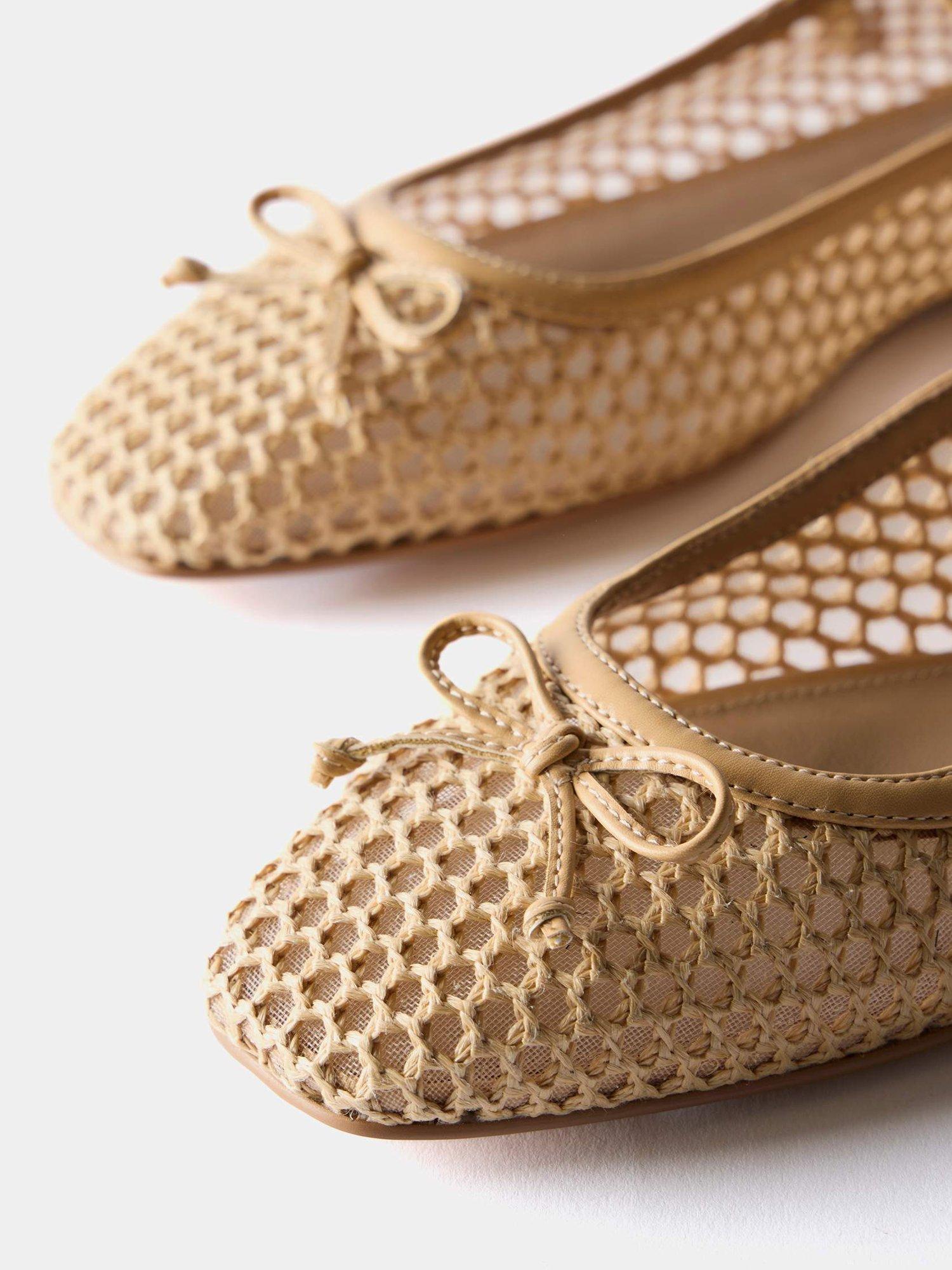 Product image 5 of 6, which shows Mint Velvet Sara Mesh Ballerina Pumps, Beige, 3