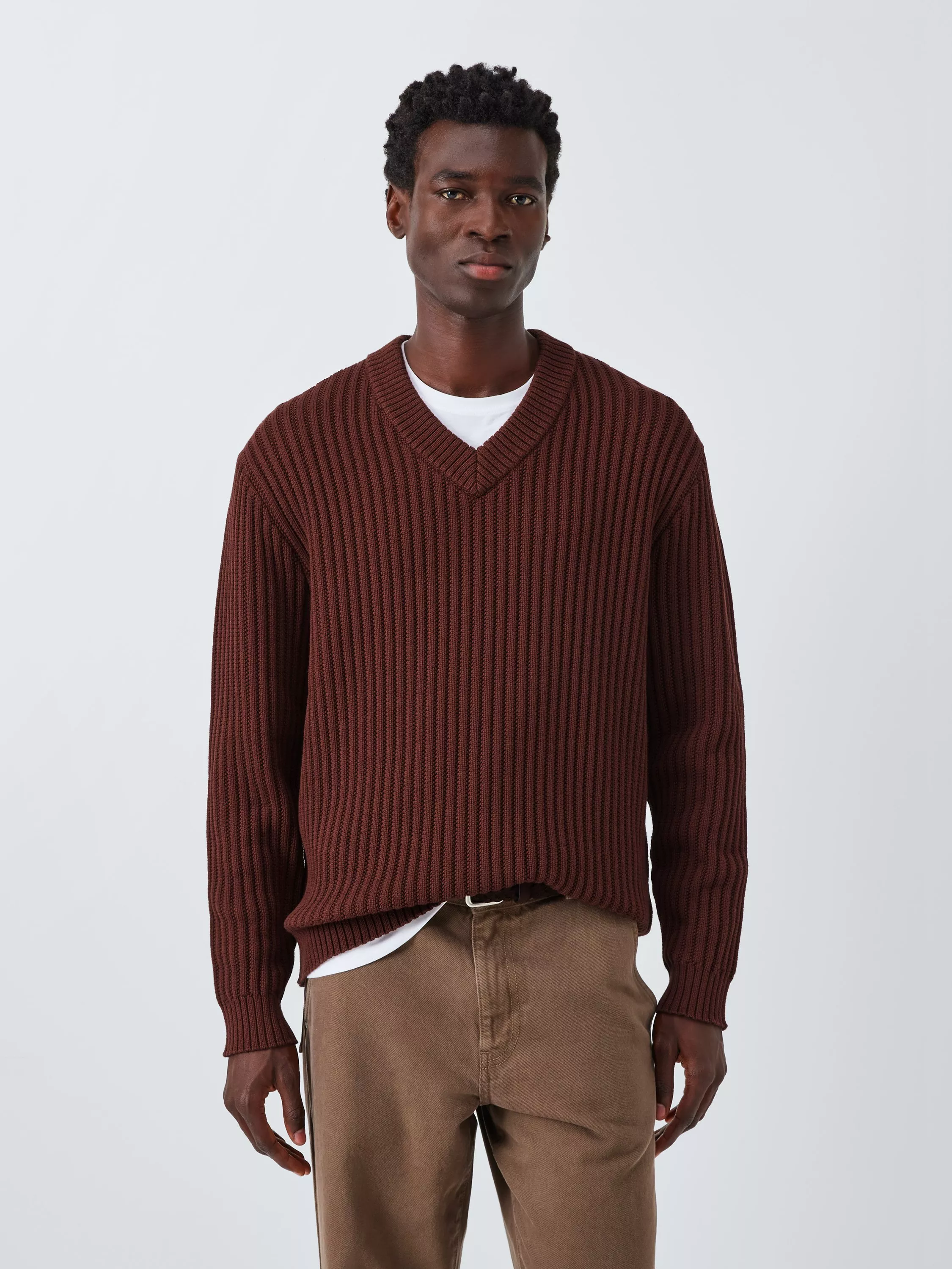 テンダーロイン　V NECK COTTON KNIT M BROWN TENDERLOIN テンダーロイン V-NECK COTTON KNIT Vネック ニット