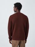 Kin Chunky Rib Cotton Blend V-Neck Jumper, Bitter Chocolate