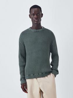 Kin Crew Neck Ribbed Cotton Jumper, Asphalt