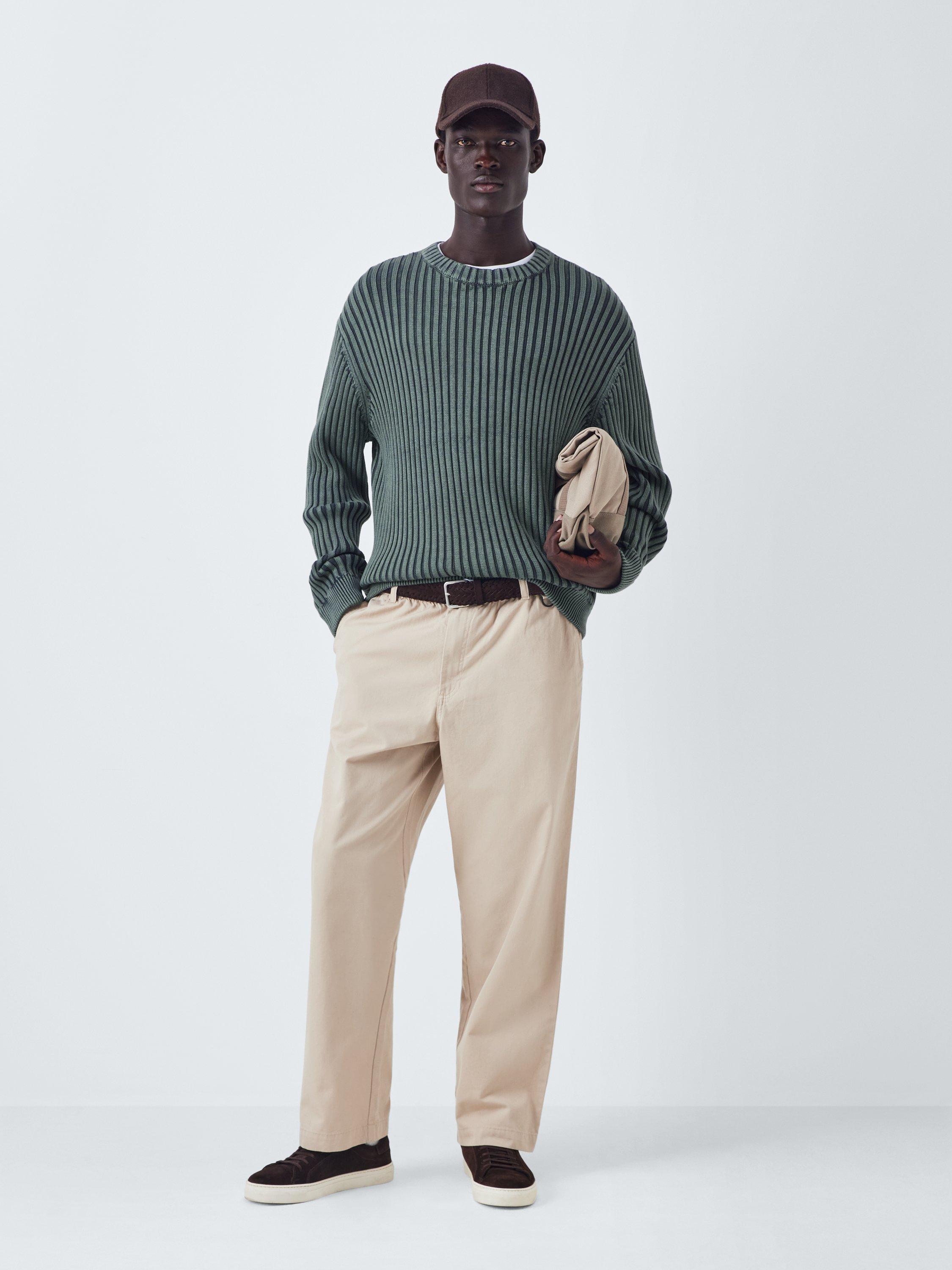 Product image 3 of 6, which shows Kin Crew Neck Ribbed Cotton Jumper, Asphalt, M