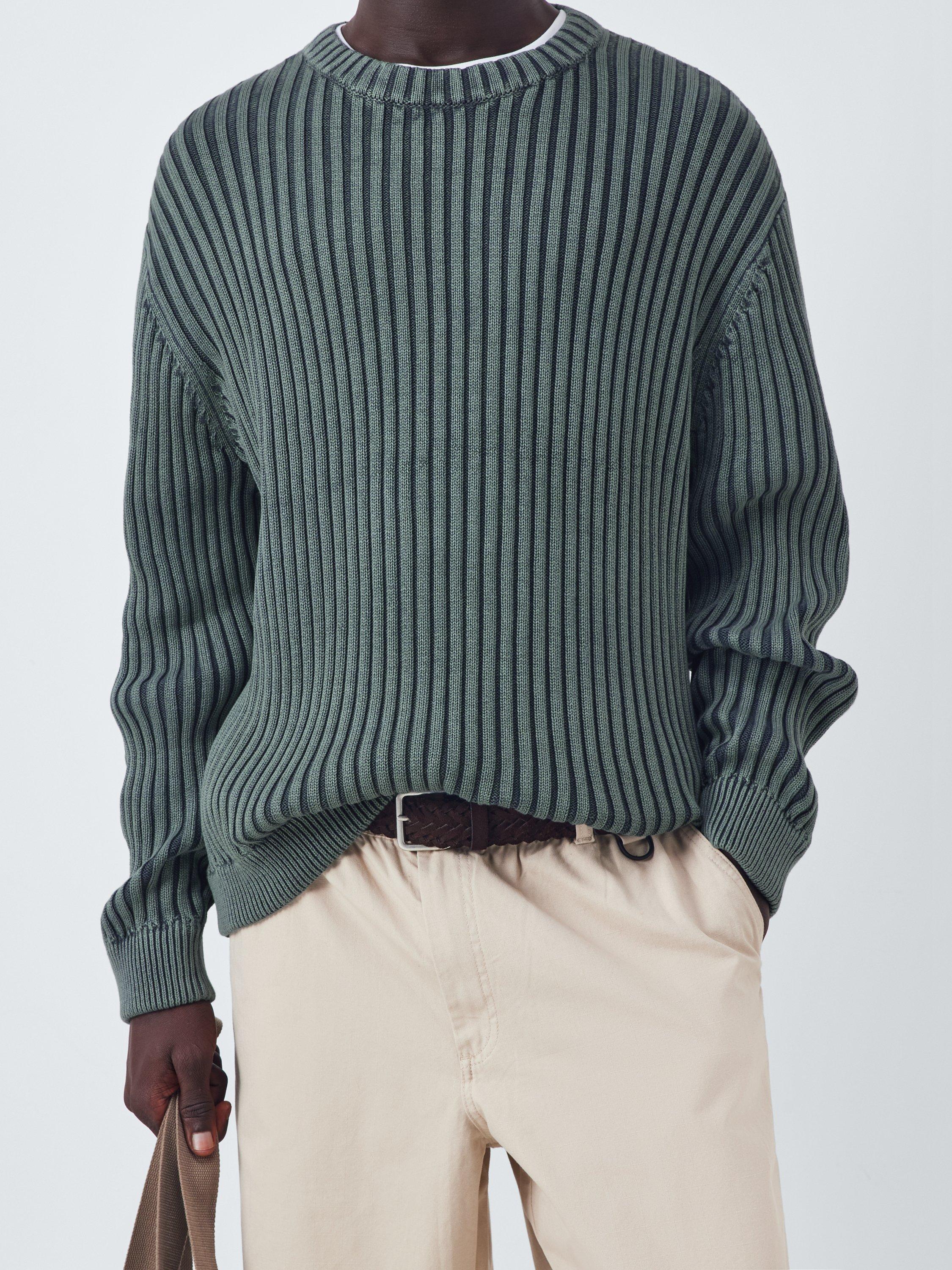 Product image 6 of 6, which shows Kin Crew Neck Ribbed Cotton Jumper, Asphalt, M