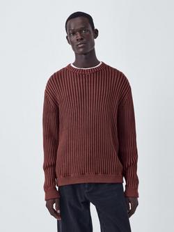 Kin Crew Neck Ribbed Cotton Jumper, Catawba Grape