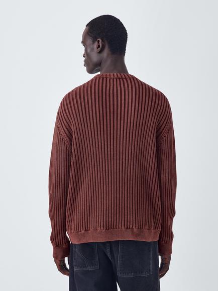 Kin Crew Neck Ribbed Cotton Jumper - view 2, Catawba Grape