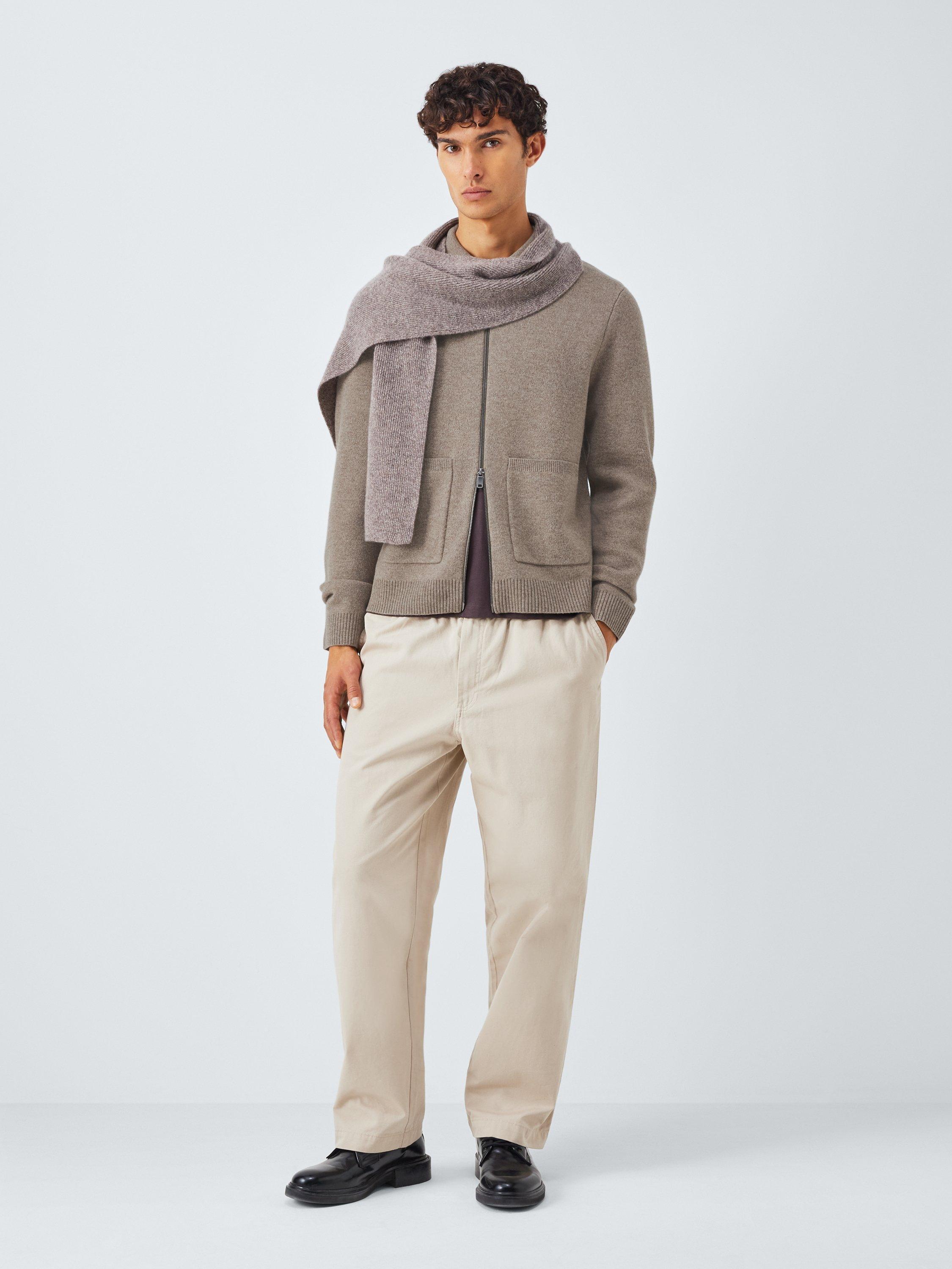 Product image 3 of 6, which shows Kin Lambswool Blend Zip Through Cardigan, Pigeon, M