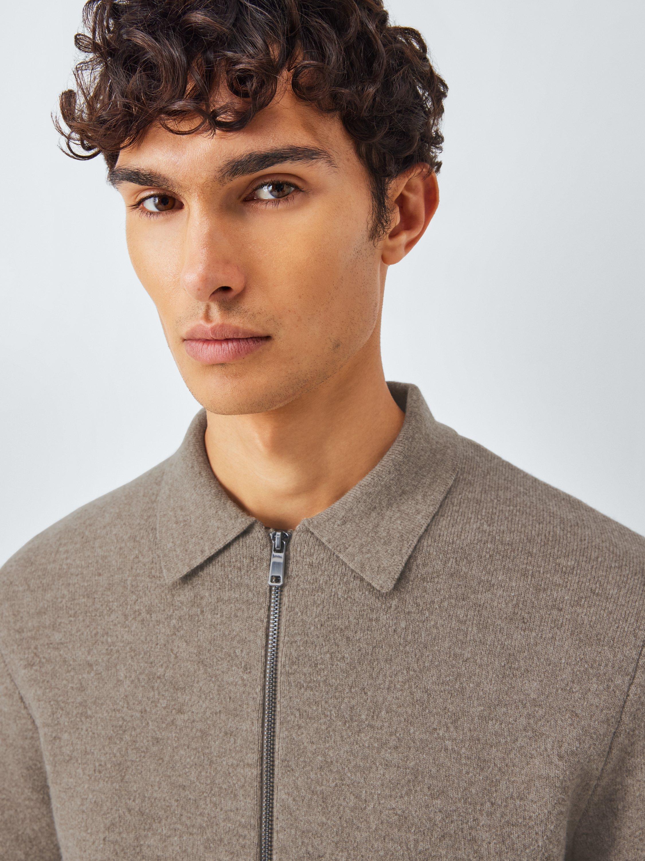 Product image 5 of 6, which shows Kin Lambswool Blend Zip Through Cardigan, Pigeon, M