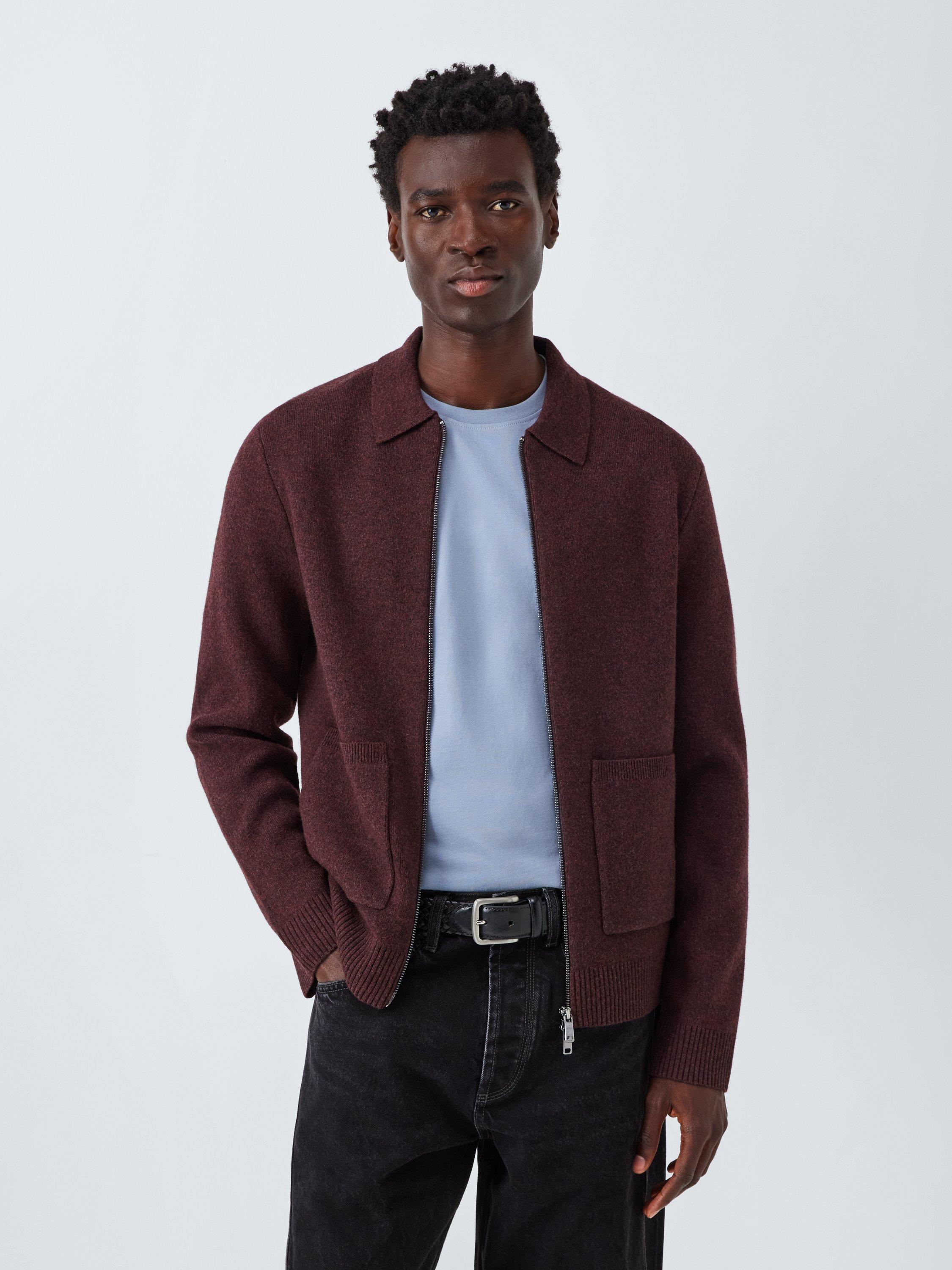 Product image 1 of 6, which shows Kin Lambswool Blend Zip Through Cardigan, Woodrush, M