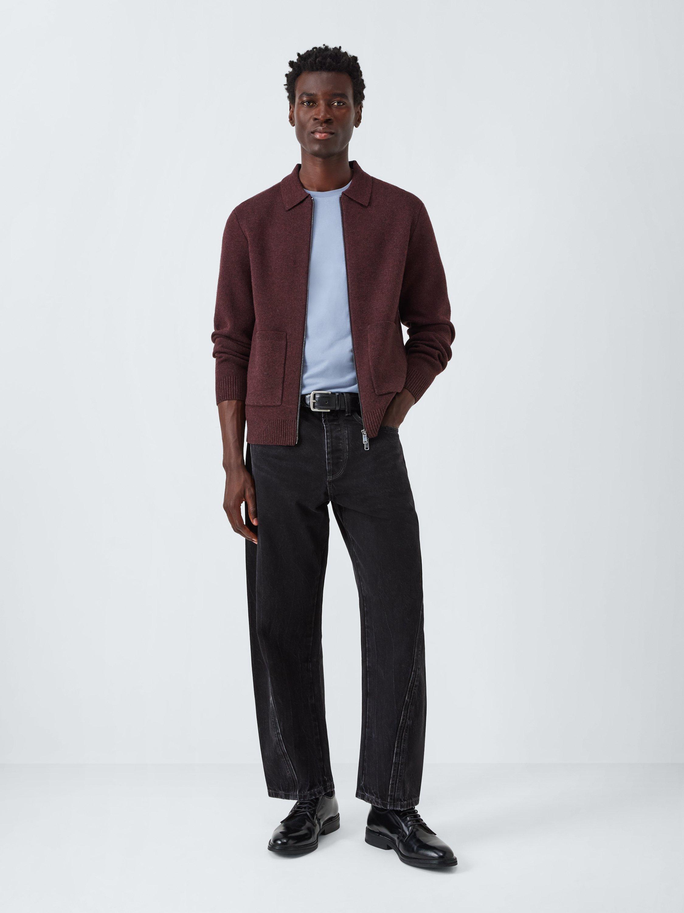 Product image 3 of 6, which shows Kin Lambswool Blend Zip Through Cardigan, Woodrush, M