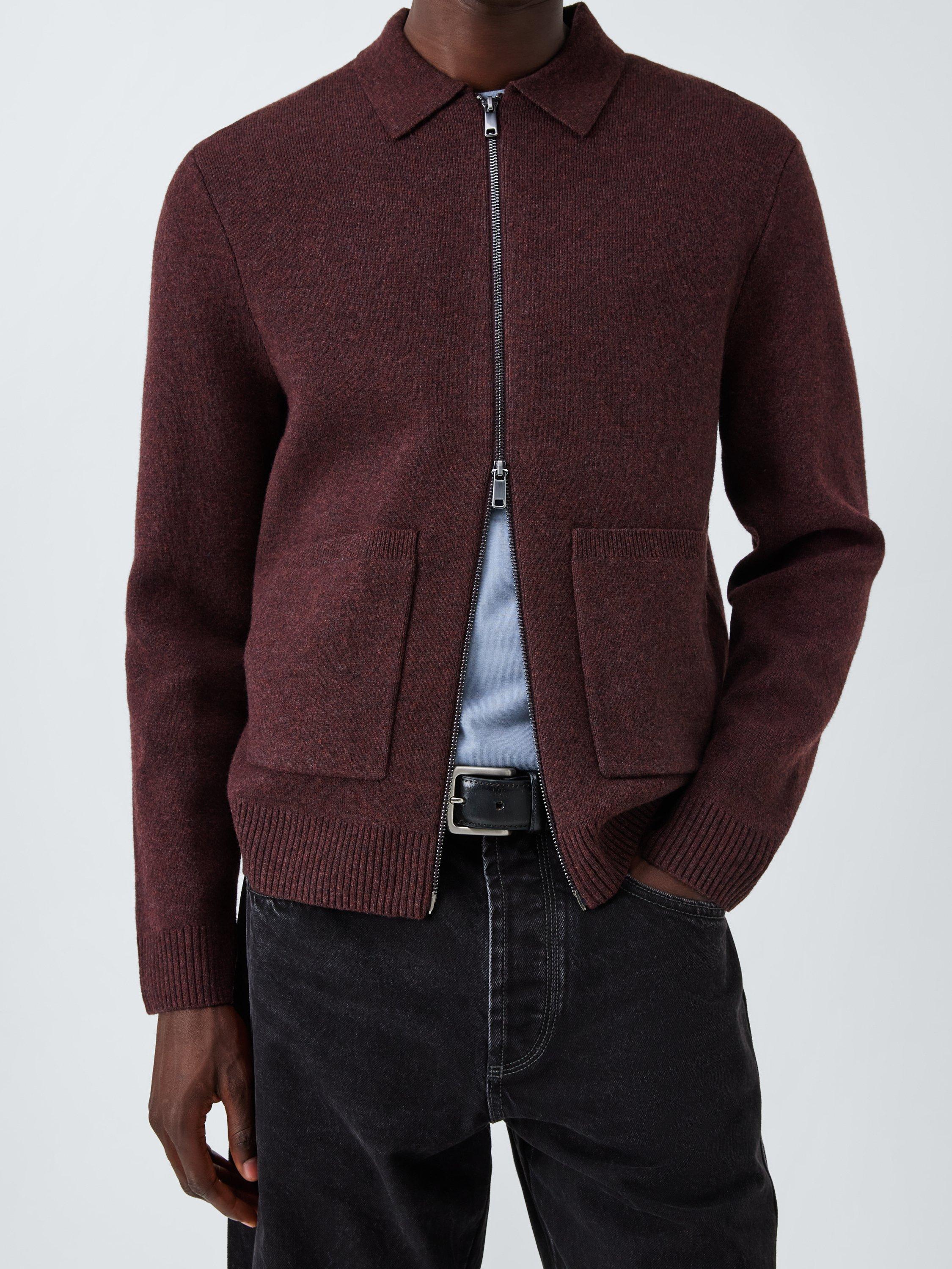 Product image 6 of 6, which shows Kin Lambswool Blend Zip Through Cardigan, Woodrush, M