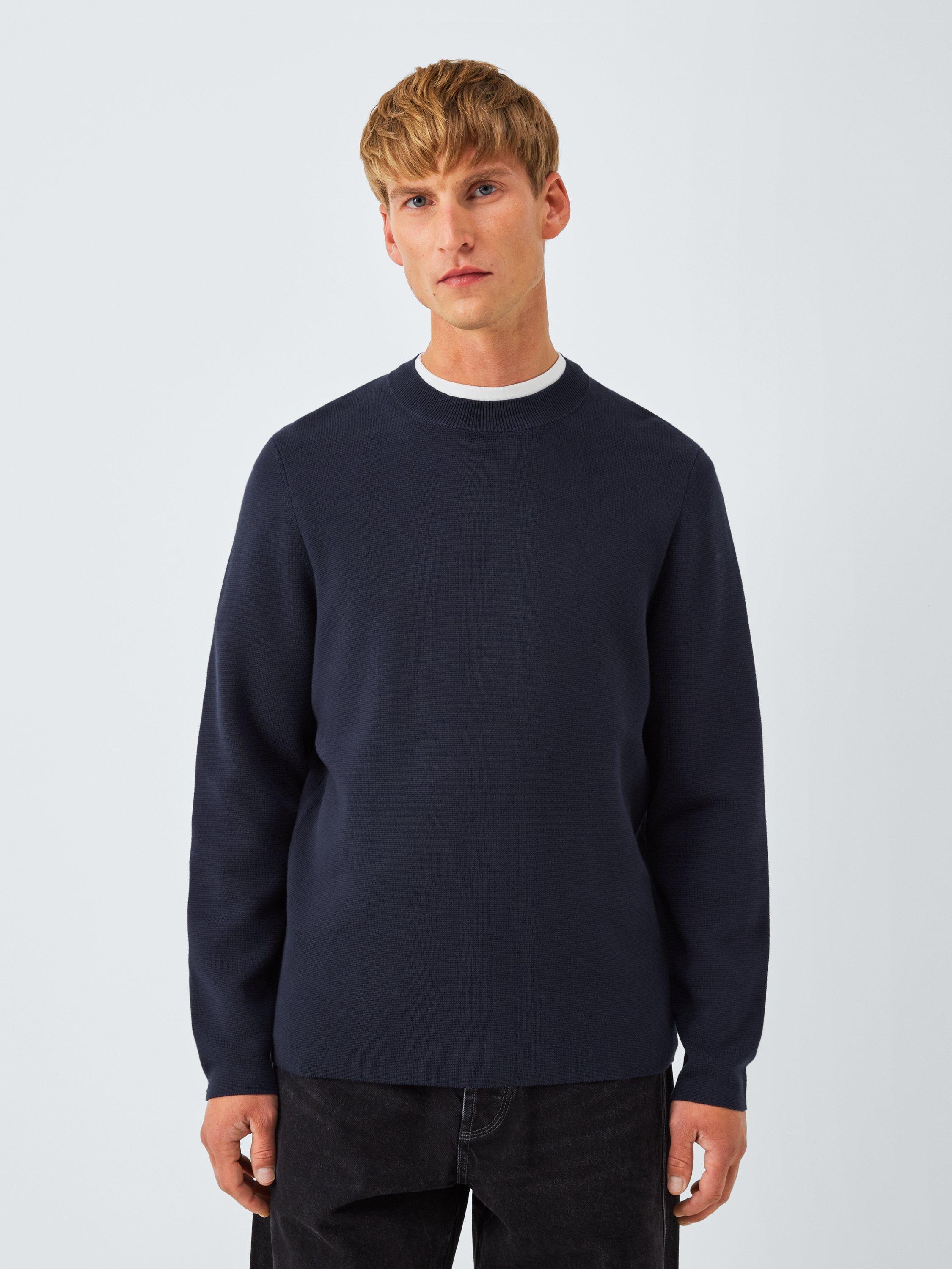 Product image 1 of 6, which shows Kin Milano Crew Neck Cotton Jumper, Dark Sapphire, XL