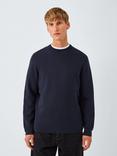 Kin Milano Crew Neck Cotton Jumper, Dark Sapphire