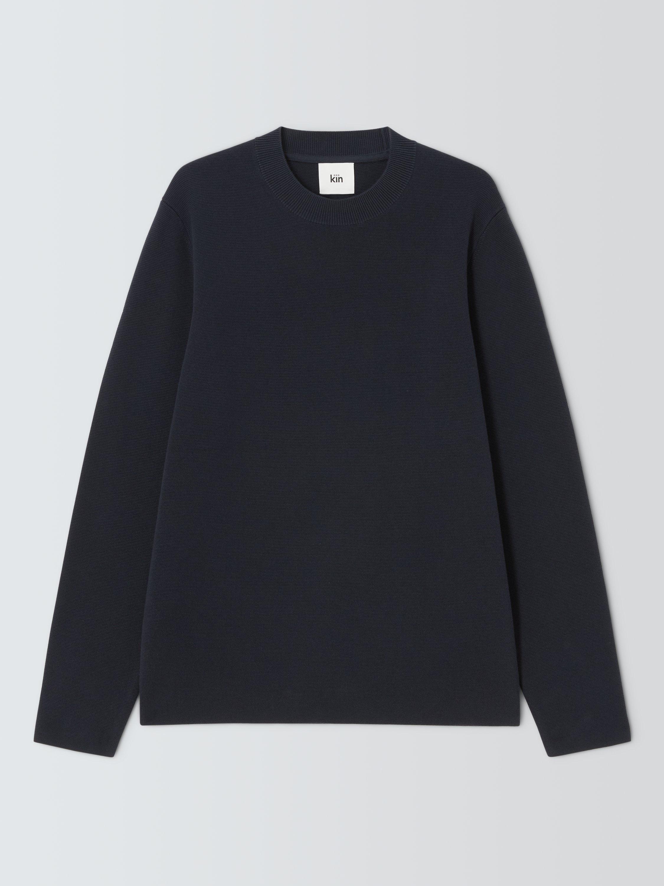 Product image 4 of 6, which shows Kin Milano Crew Neck Cotton Jumper, Dark Sapphire, XL