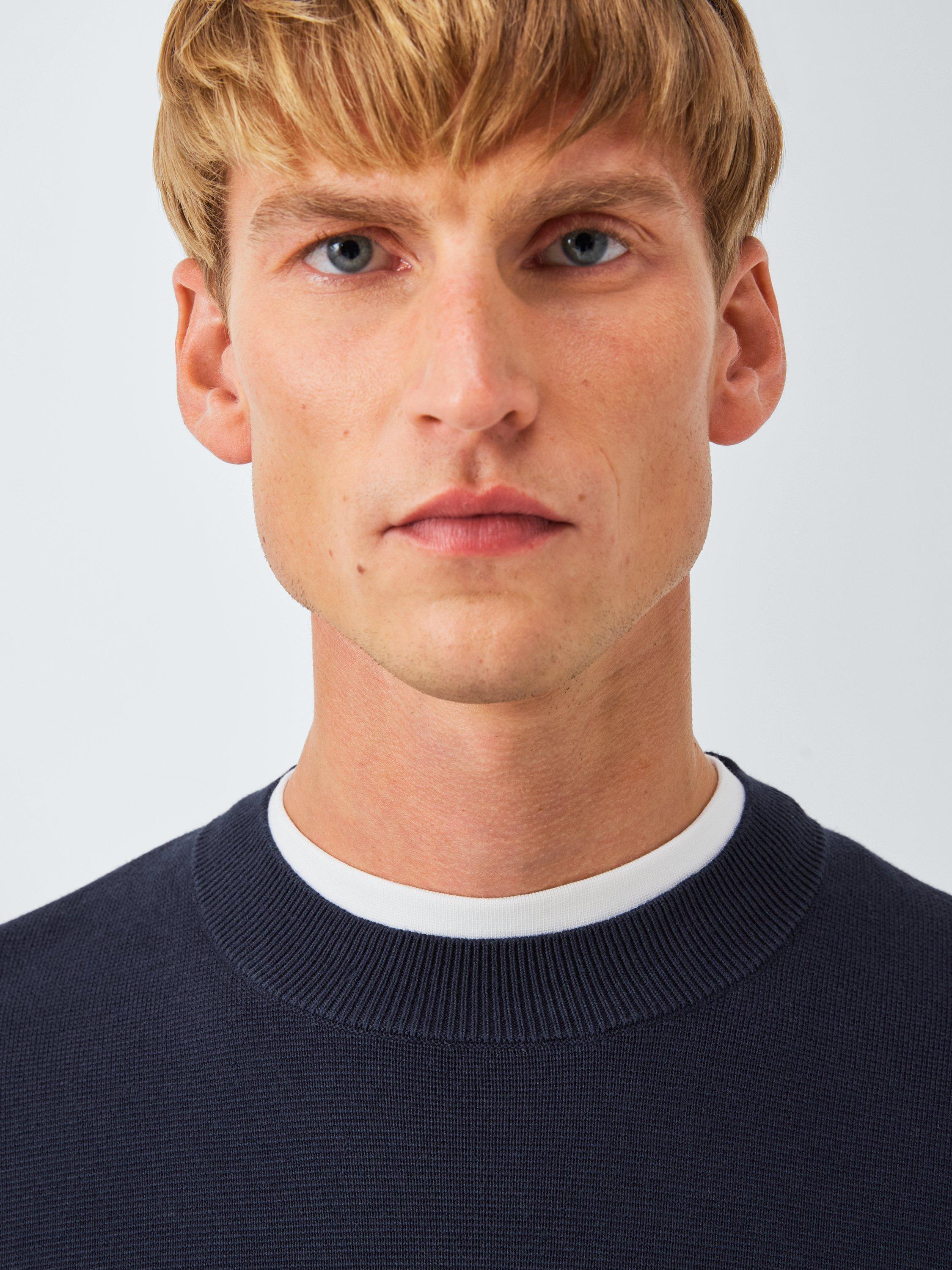 Product image 5 of 6, which shows Kin Milano Crew Neck Cotton Jumper, Dark Sapphire, XL