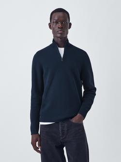 Kin Milano Half Zip Cotton Jumper, Dress Blues
