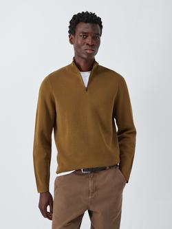 Kin Milano Half Zip Cotton Jumper, Breen