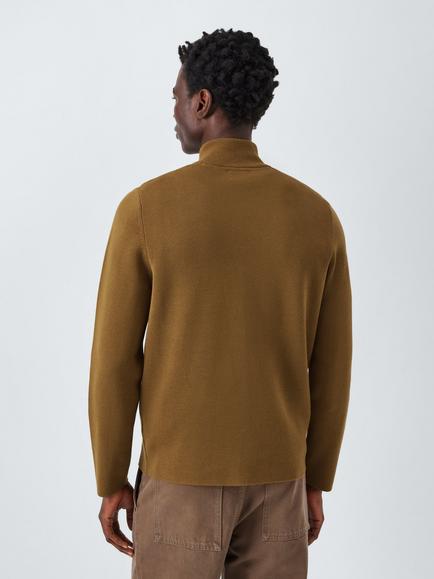 Kin Milano Half Zip Cotton Jumper - view 2, Breen