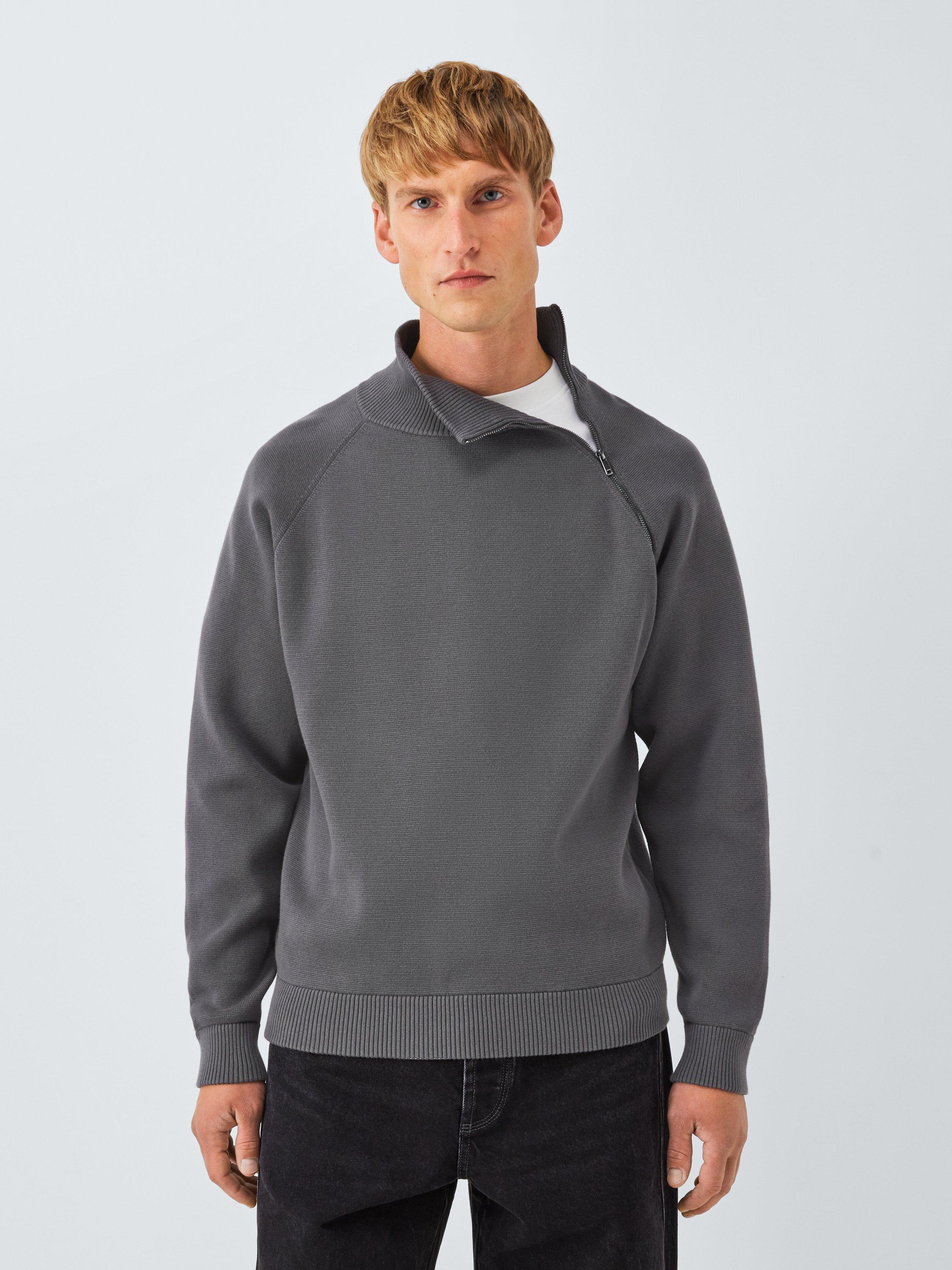 Product image 1 of 6, which shows Kin Cotton Millano Knit Side-Zip Jumper, Asphalt, S