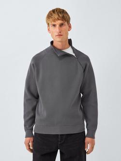 Kin Cotton Millano Knit Side-Zip Jumper, Asphalt
