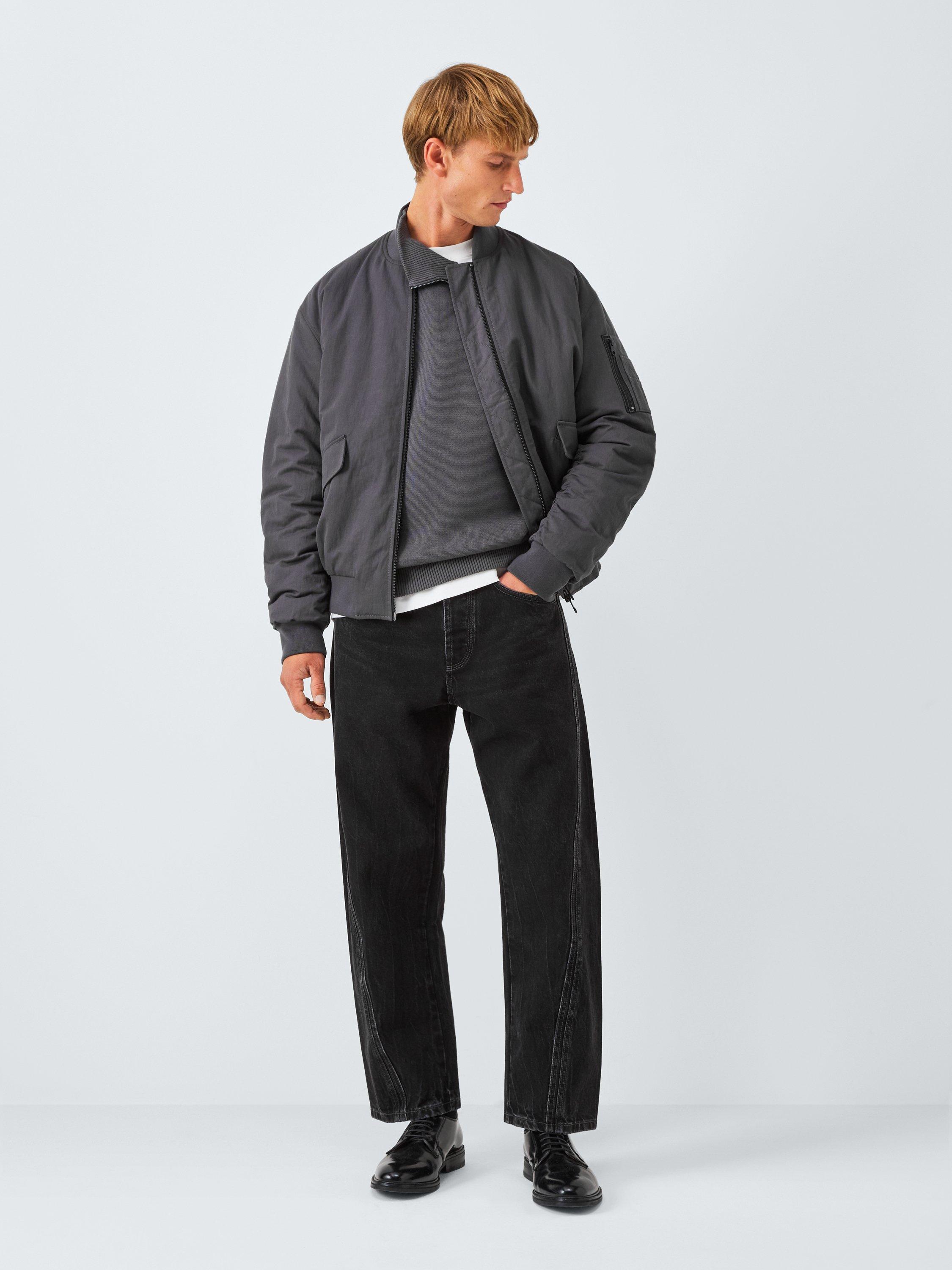 Product image 3 of 6, which shows Kin Cotton Millano Knit Side-Zip Jumper, Asphalt, S