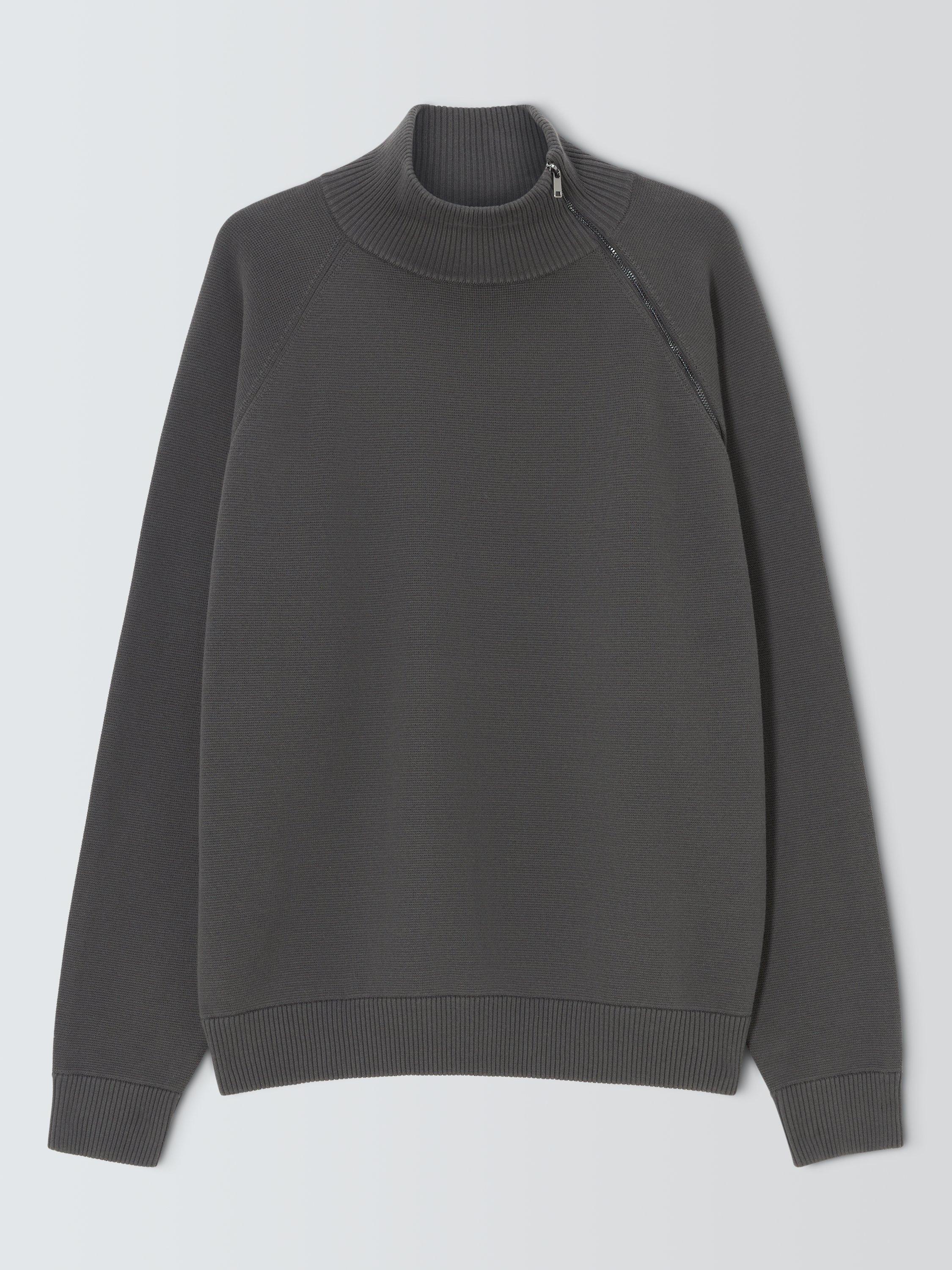 Product image 5 of 6, which shows Kin Cotton Millano Knit Side-Zip Jumper, Asphalt, S