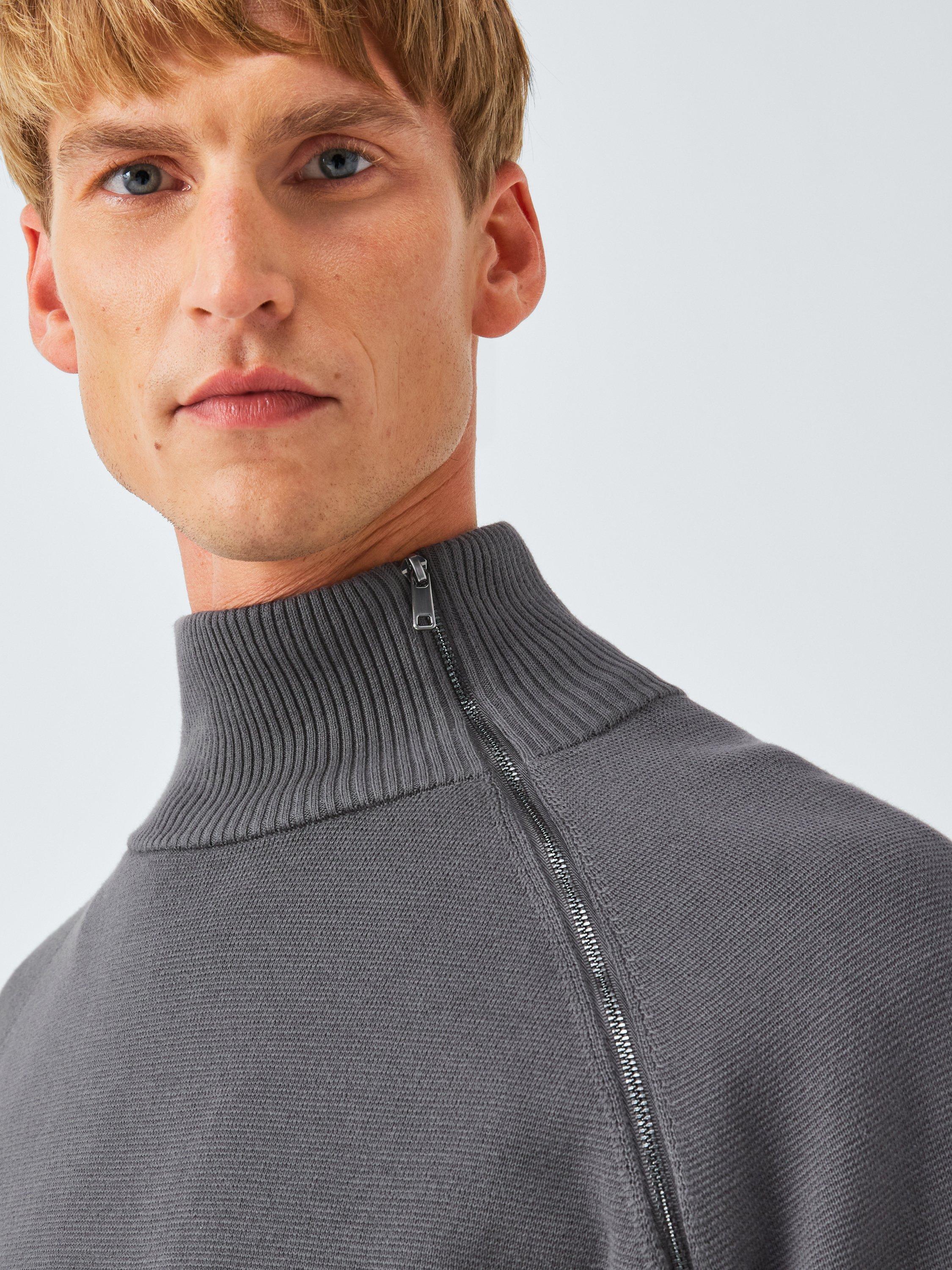 Product image 4 of 6, which shows Kin Cotton Millano Knit Side-Zip Jumper, Asphalt, S