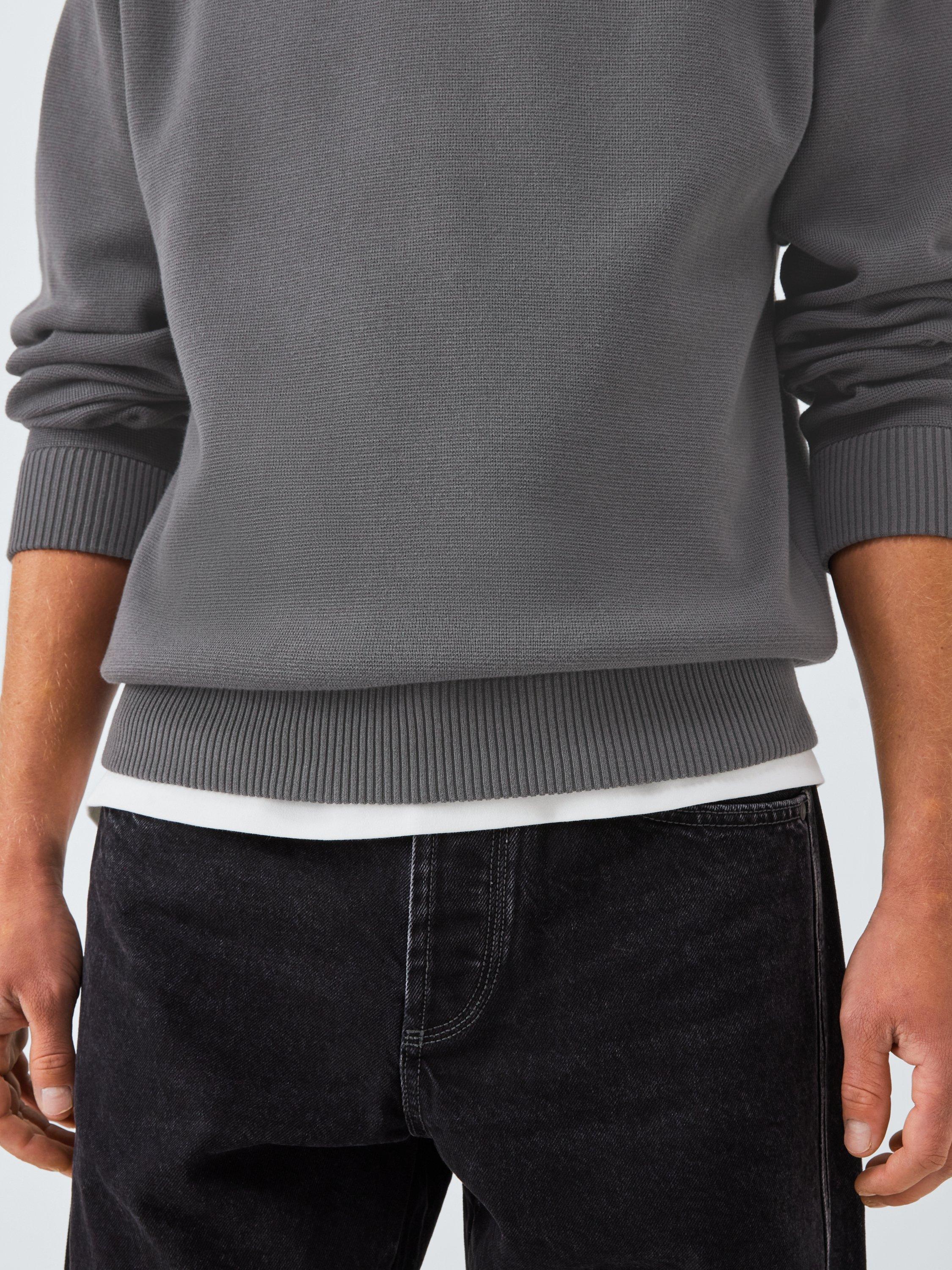 Product image 6 of 6, which shows Kin Cotton Millano Knit Side-Zip Jumper, Asphalt, S