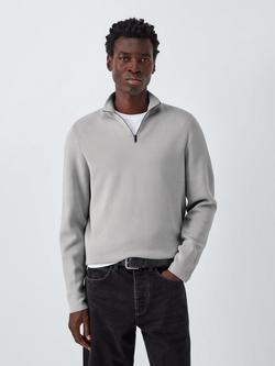 Kin Milano Half Zip Cotton Jumper, Quiet Gray