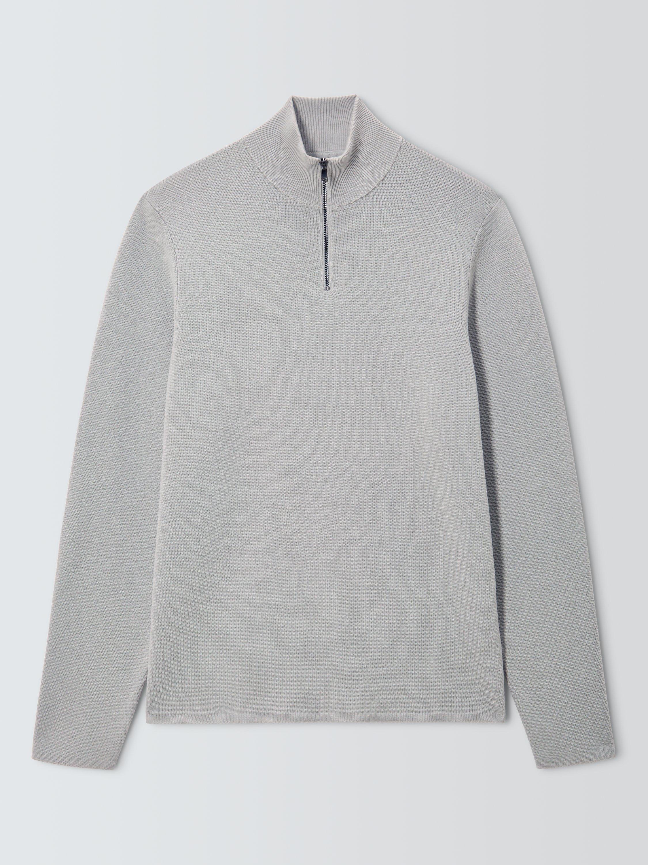 Product image 4 of 6, which shows Kin Milano Half Zip Cotton Jumper, Quiet Gray, M