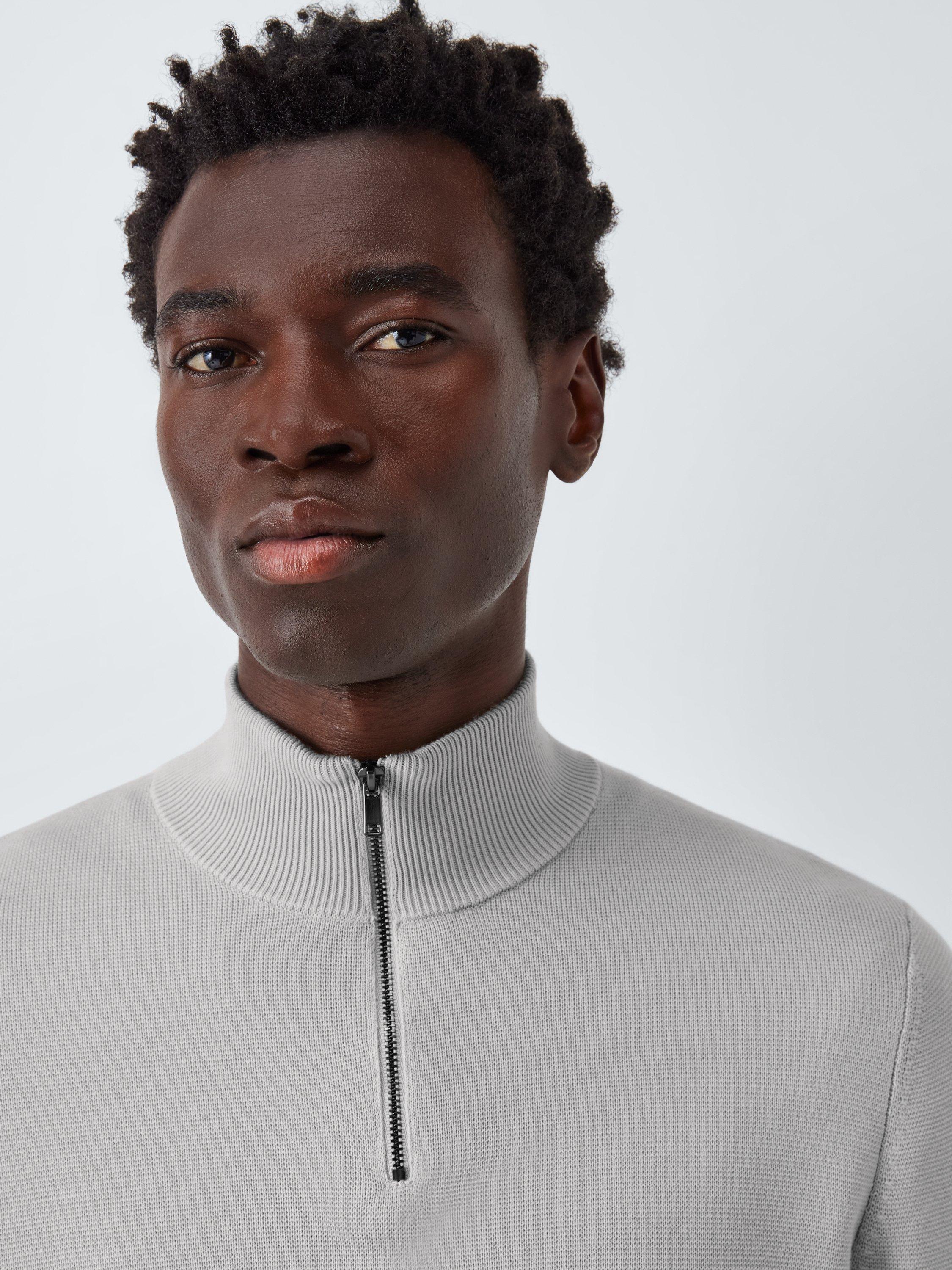 Product image 5 of 6, which shows Kin Milano Half Zip Cotton Jumper, Quiet Gray, M