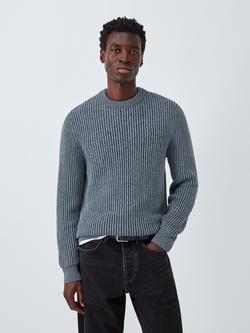 Kin Crew Neck Ribbed Cotton Wool Blend Jumper, Dress Blues