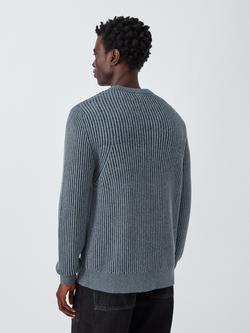 Kin Crew Neck Ribbed Cotton Wool Blend Jumper - view 2, Dress Blues