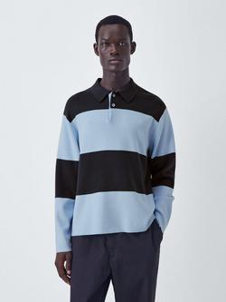 Kin Relaxed Fit Stripe Cotton Blend Rugby Shirt, Asphalt