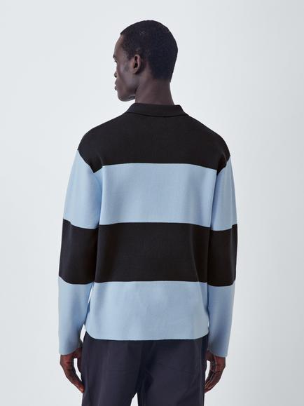 Kin Relaxed Fit Stripe Cotton Blend Rugby Shirt - view 2, Asphalt