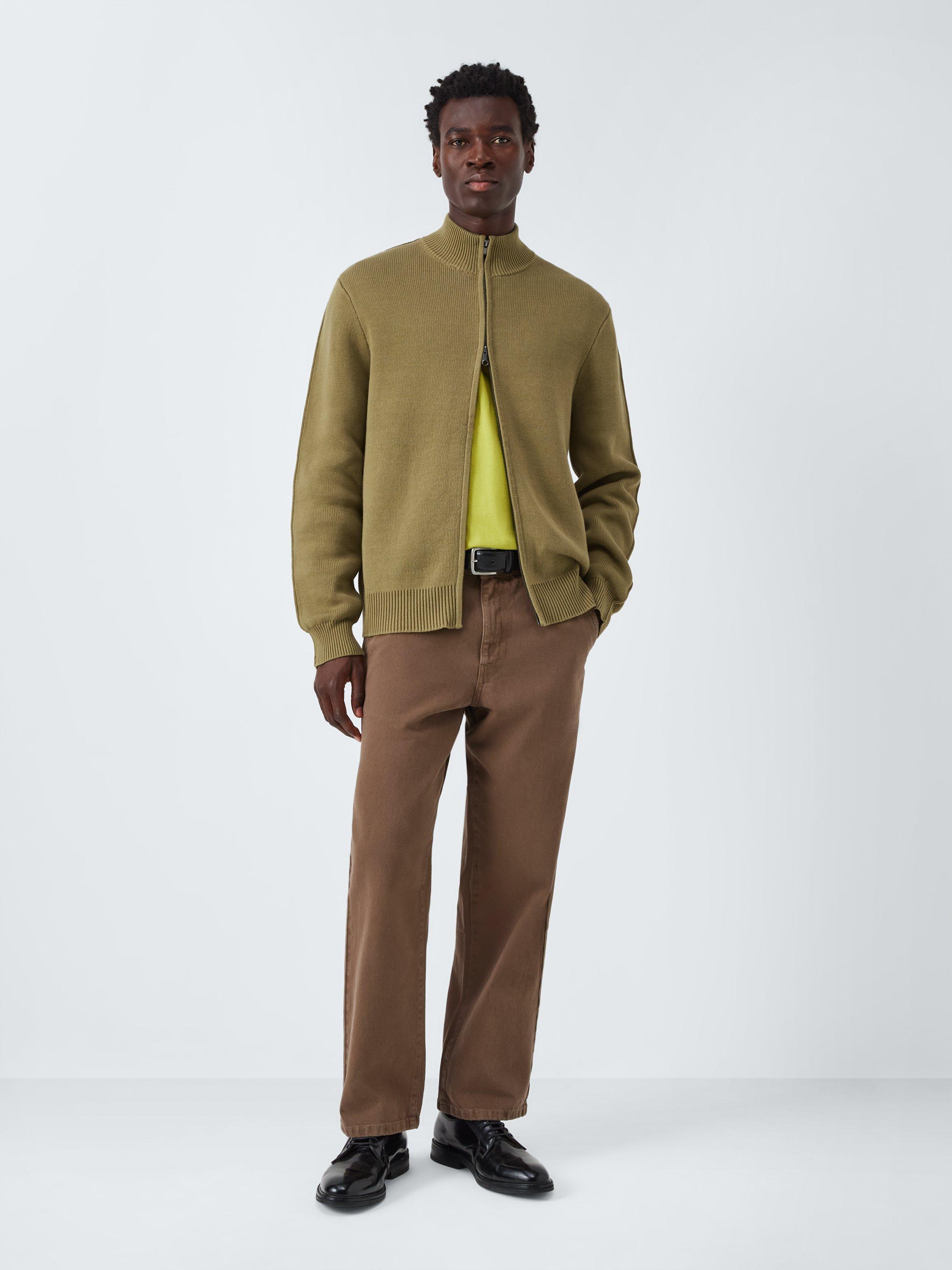 Product image 3 of 6, which shows Kin Milano Zip Front Cotton Jumper, Dried Herb, M