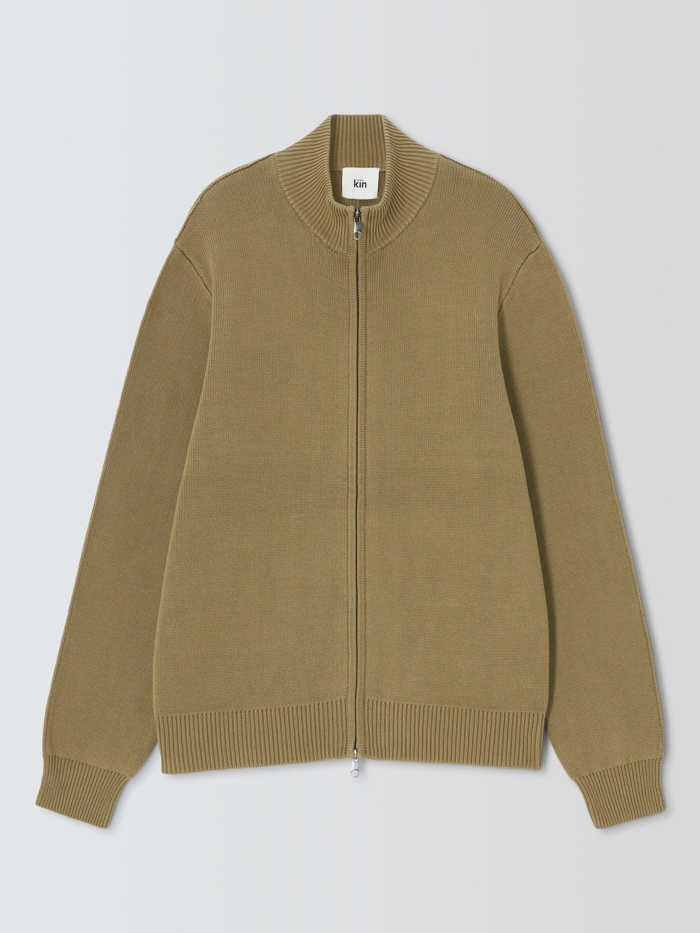 Product image 4 of 6, which shows Kin Milano Zip Front Cotton Jumper, Dried Herb, M