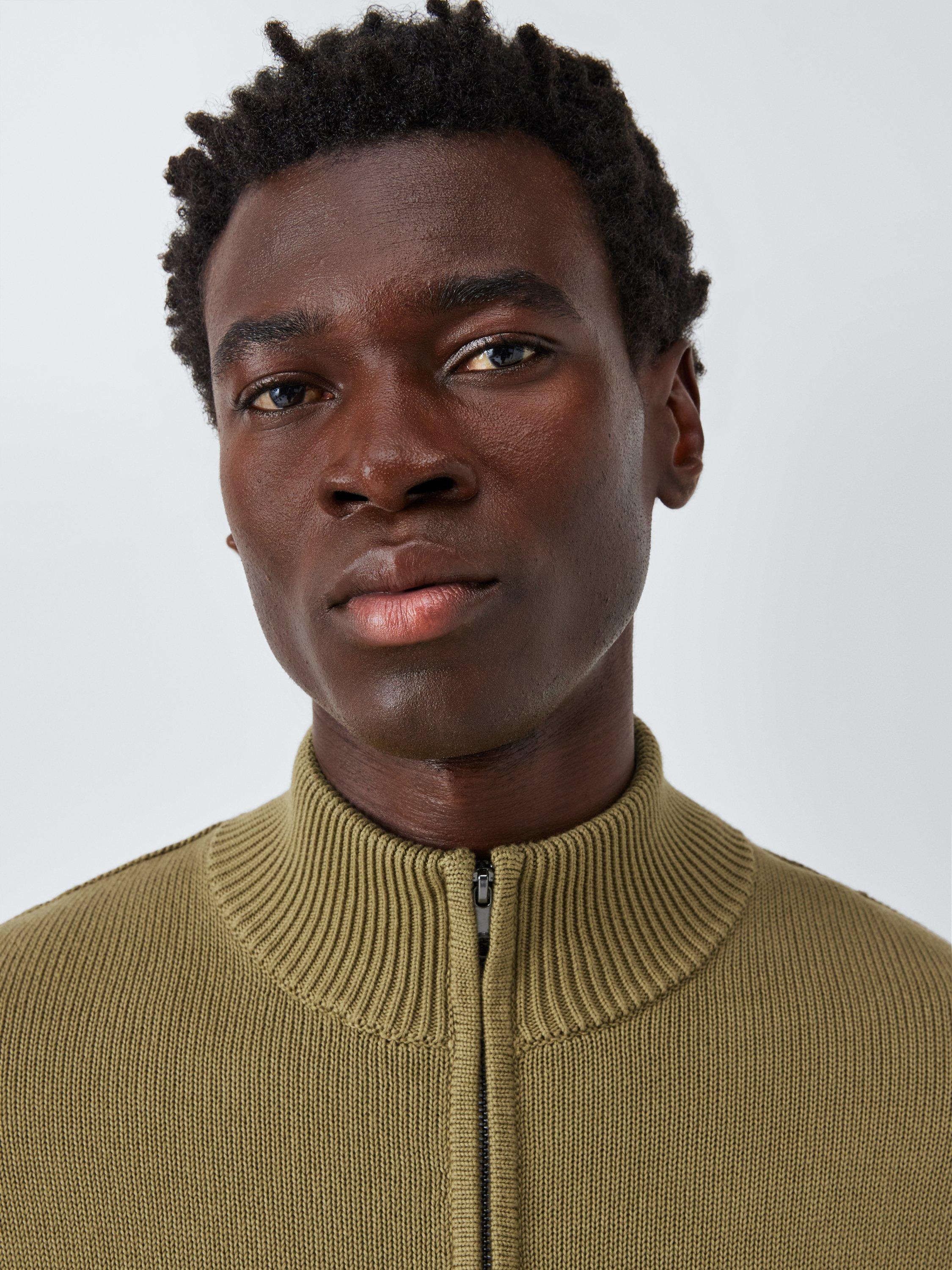 Product image 5 of 6, which shows Kin Milano Zip Front Cotton Jumper, Dried Herb, M