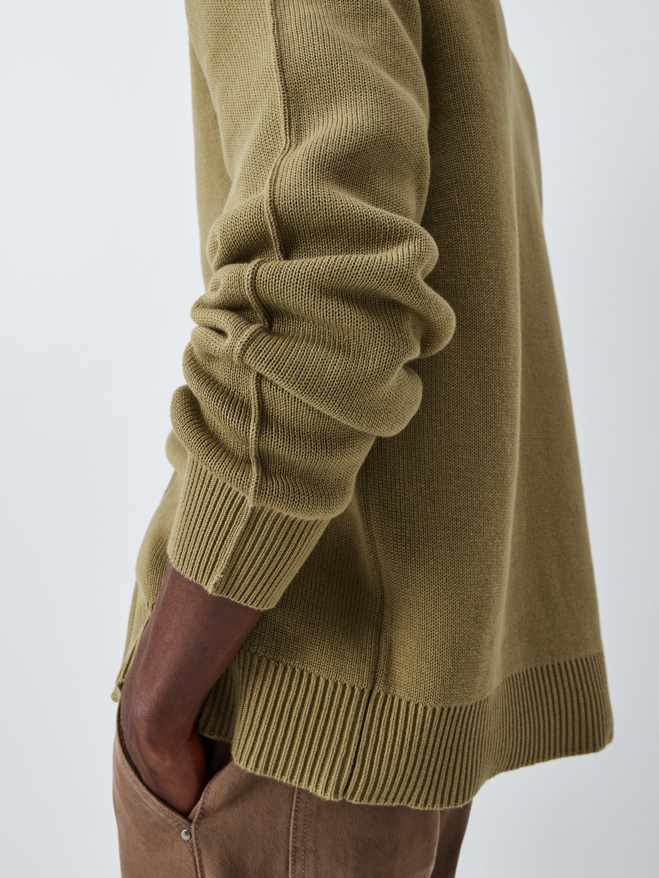 Product image 6 of 6, which shows Kin Milano Zip Front Cotton Jumper, Dried Herb, M