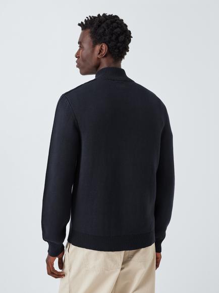 Kin Milano Zip Front Cotton Jumper - view 2, Dark Sapphire