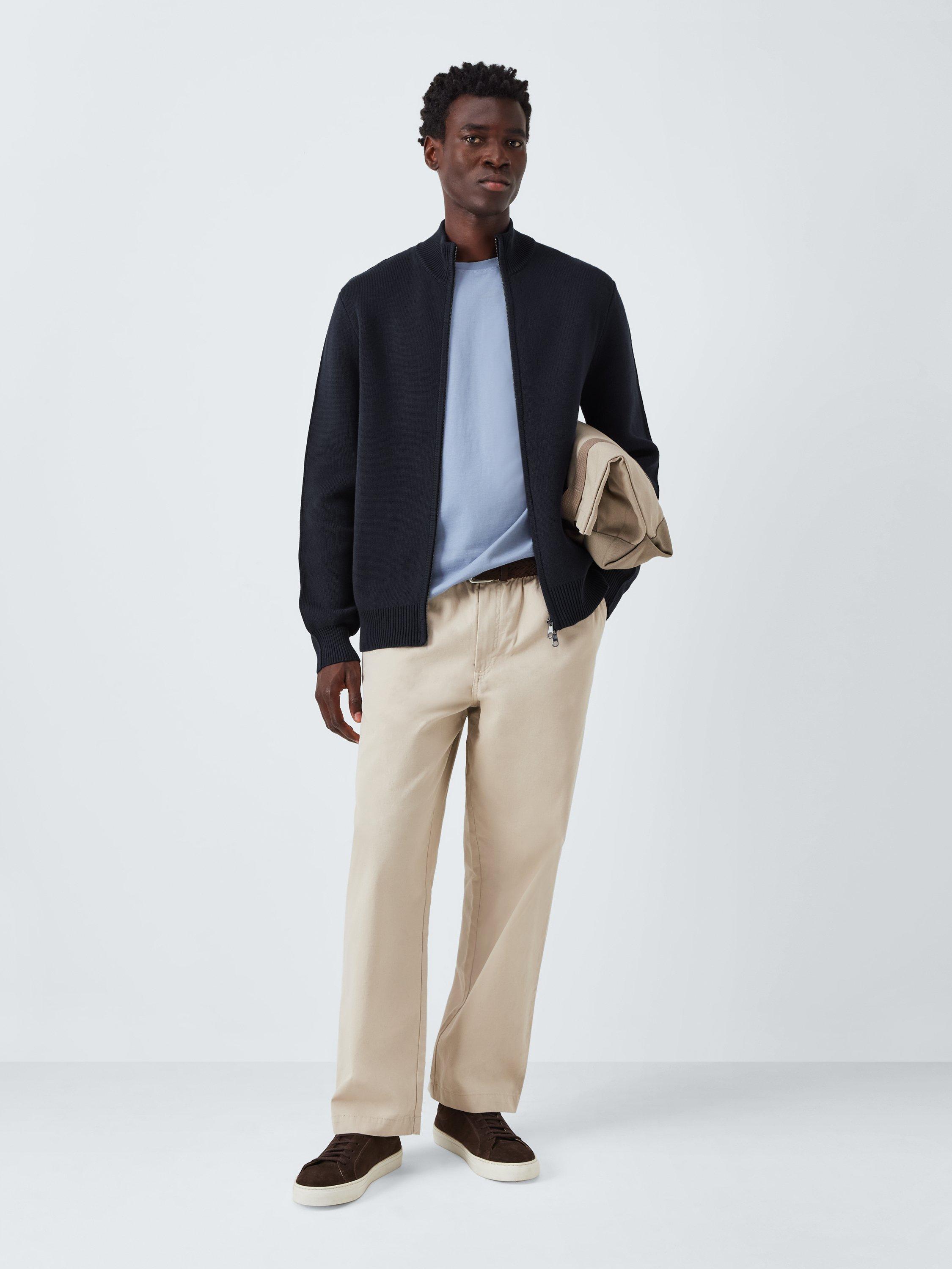 Product image 3 of 6, which shows Kin Milano Zip Front Cotton Jumper, Dark Sapphire, XL