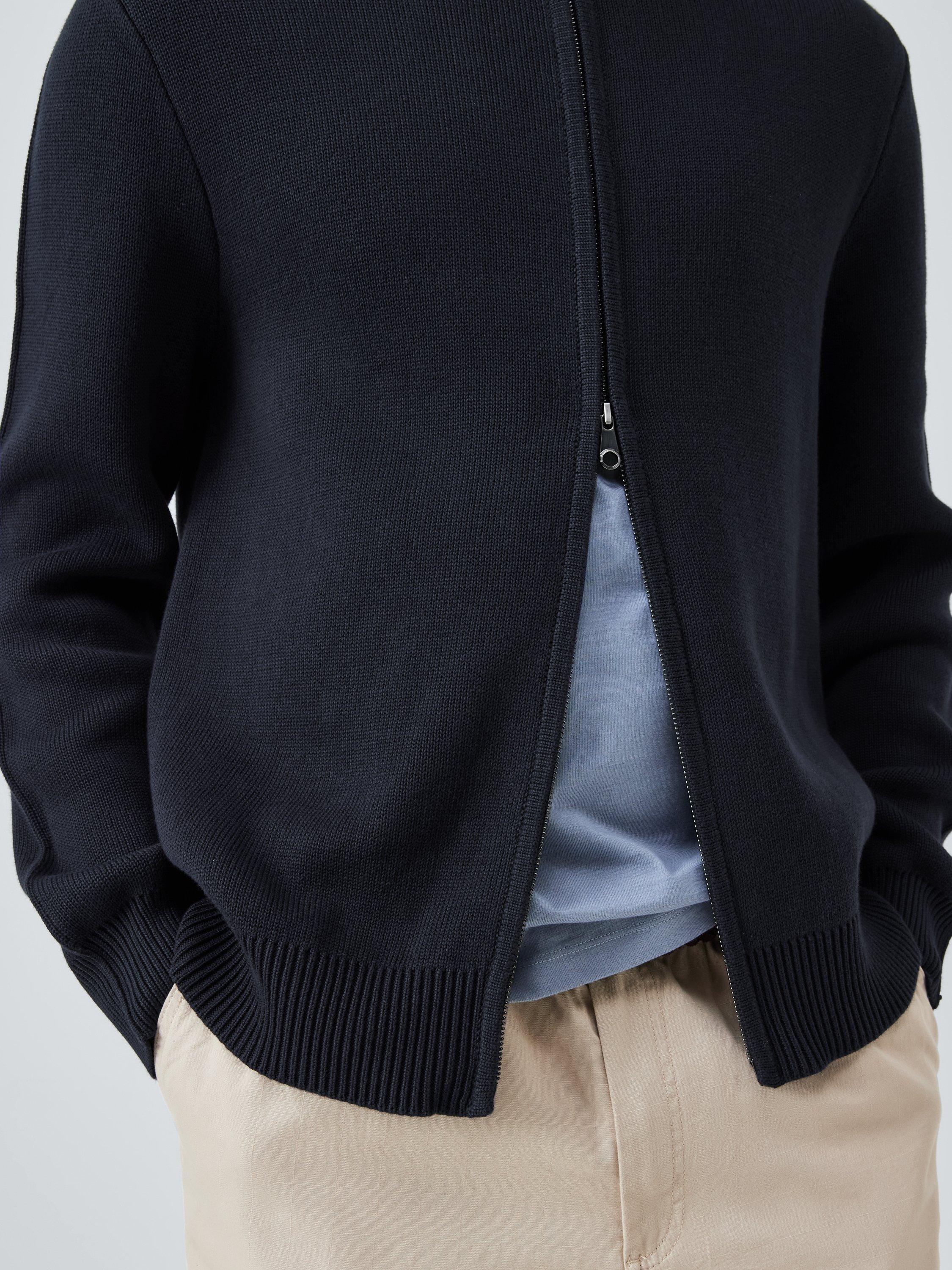 Product image 6 of 6, which shows Kin Milano Zip Front Cotton Jumper, Dark Sapphire, XL