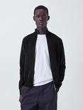 Kin Wavy Stripe Zip Front Cotton Jumper, Dark Sapphire