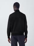 Kin Wavy Stripe Zip Front Cotton Jumper, Dark Sapphire