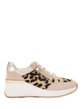 Carvela Skyline Leapord Print Wedged Leather Sneakers