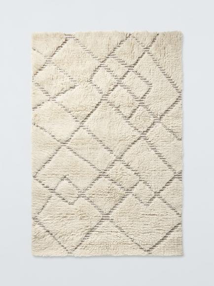 John Lewis Low Pile Berber Hand Loomed Pure Wool Rug, White, White
