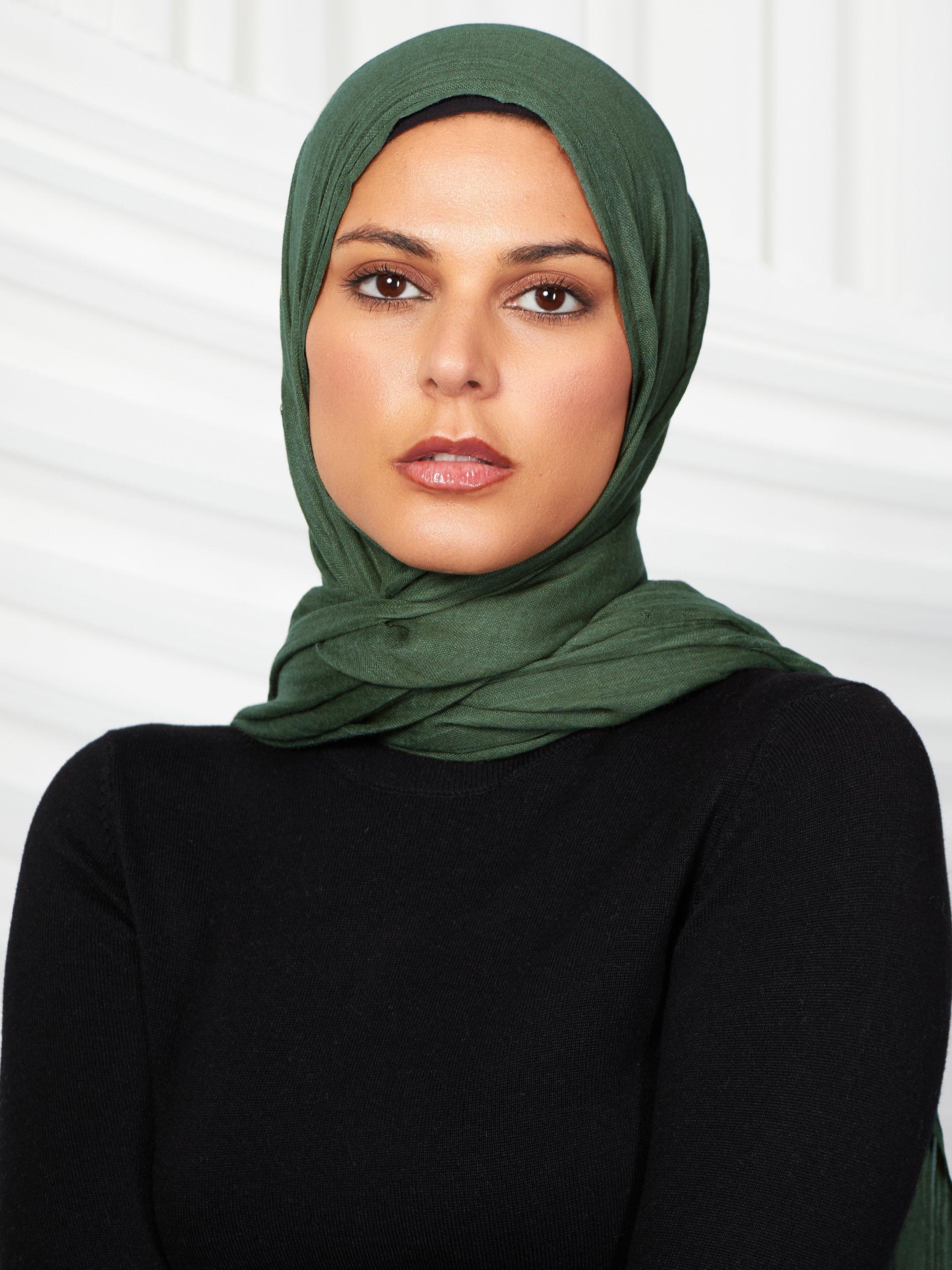 Product image 3 of 3, which shows Aab Cotton Rich Hijab, Green Olive, One Size