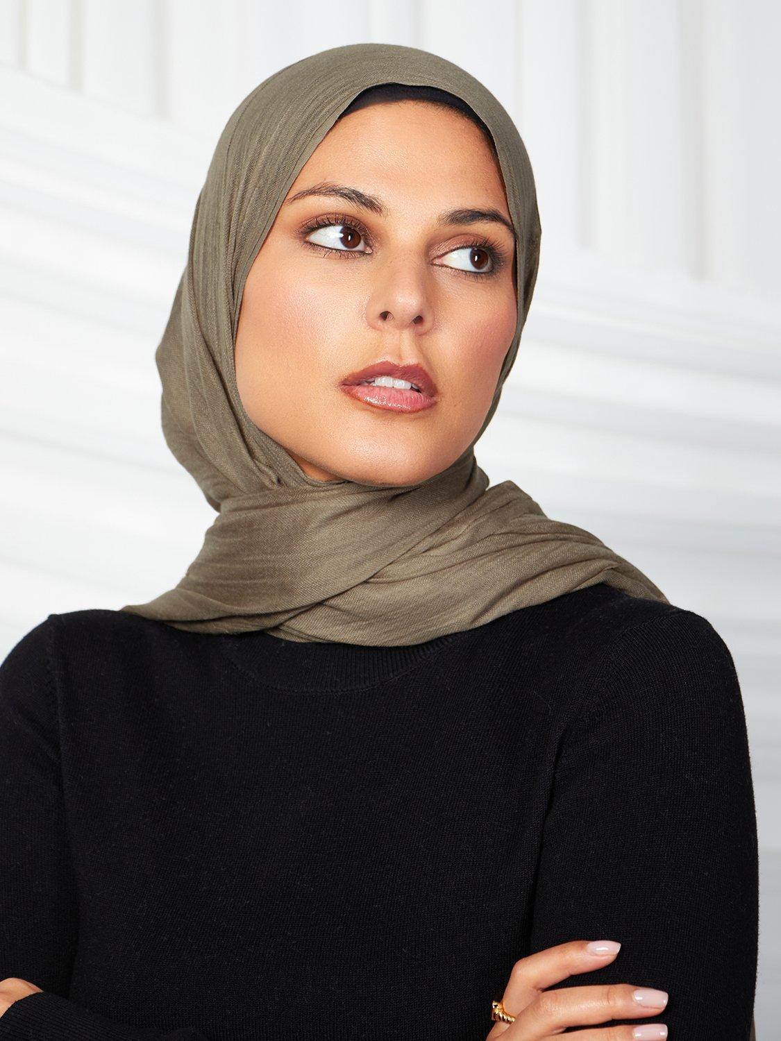 Product image 1 of 3, which shows Aab Cotton Rich Hijab, Natural Oatmeal, One Size