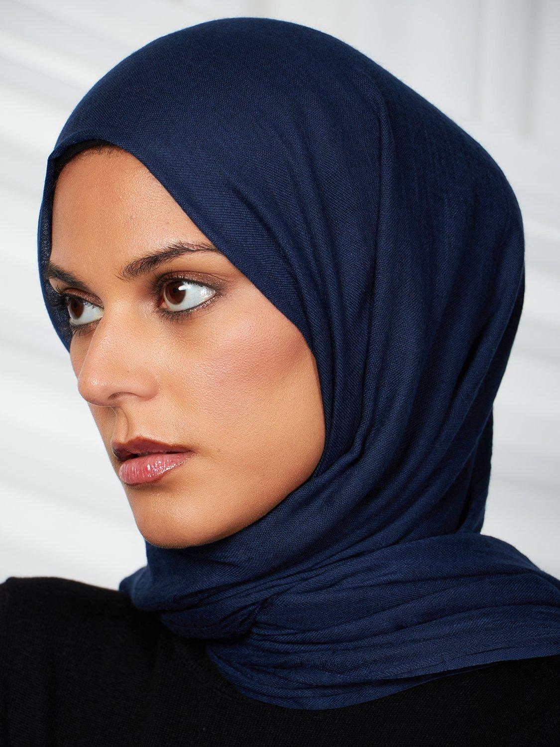 Product image 1 of 3, which shows Aab Cotton Rich Hijab, Blue Navy, One Size