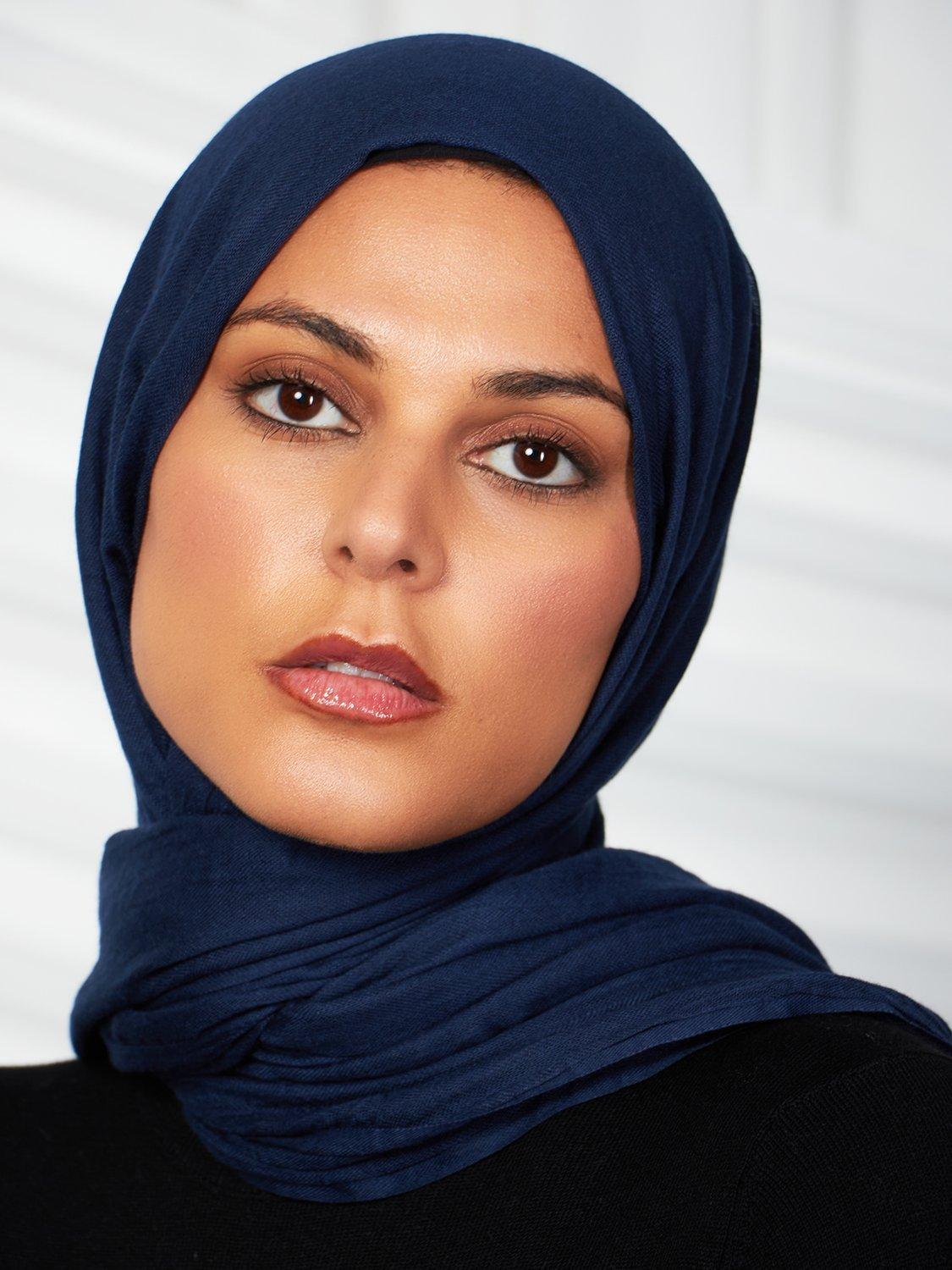 Product image 3 of 3, which shows Aab Cotton Rich Hijab, Blue Navy, One Size