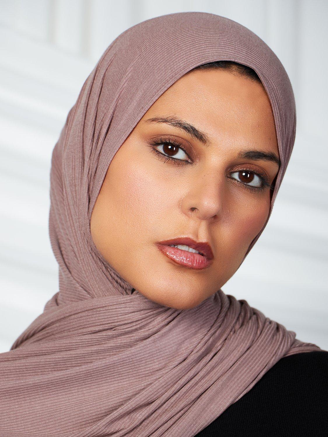 Product image 1 of 3, which shows Aab Cotton Rich Ribbed Hijab, Pink Nude, One Size