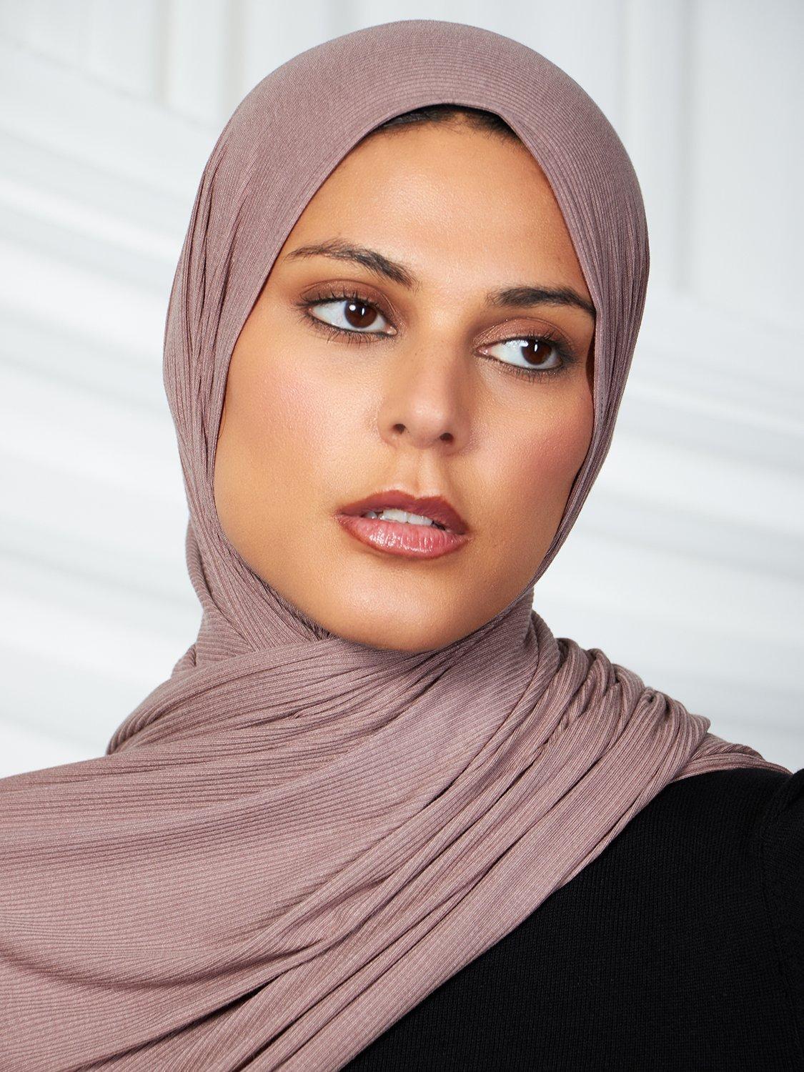 Product image 3 of 3, which shows Aab Cotton Rich Ribbed Hijab, Pink Nude, One Size